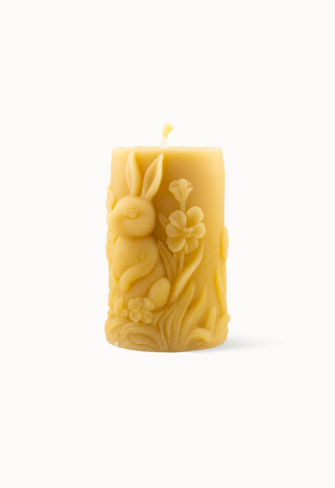 Bougie sculptée Lapin & fleurs