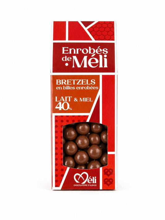 Enrobés de Méli - Billes de bretzels au chocolat au lait 40% et miel